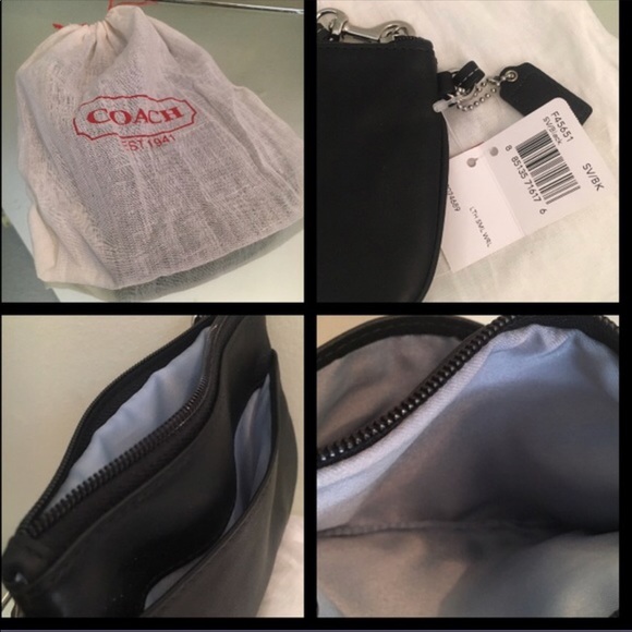 LOVELY BLACK LEATHER POCKET FRONT COACH WRISTLET - Picture 5 of 8